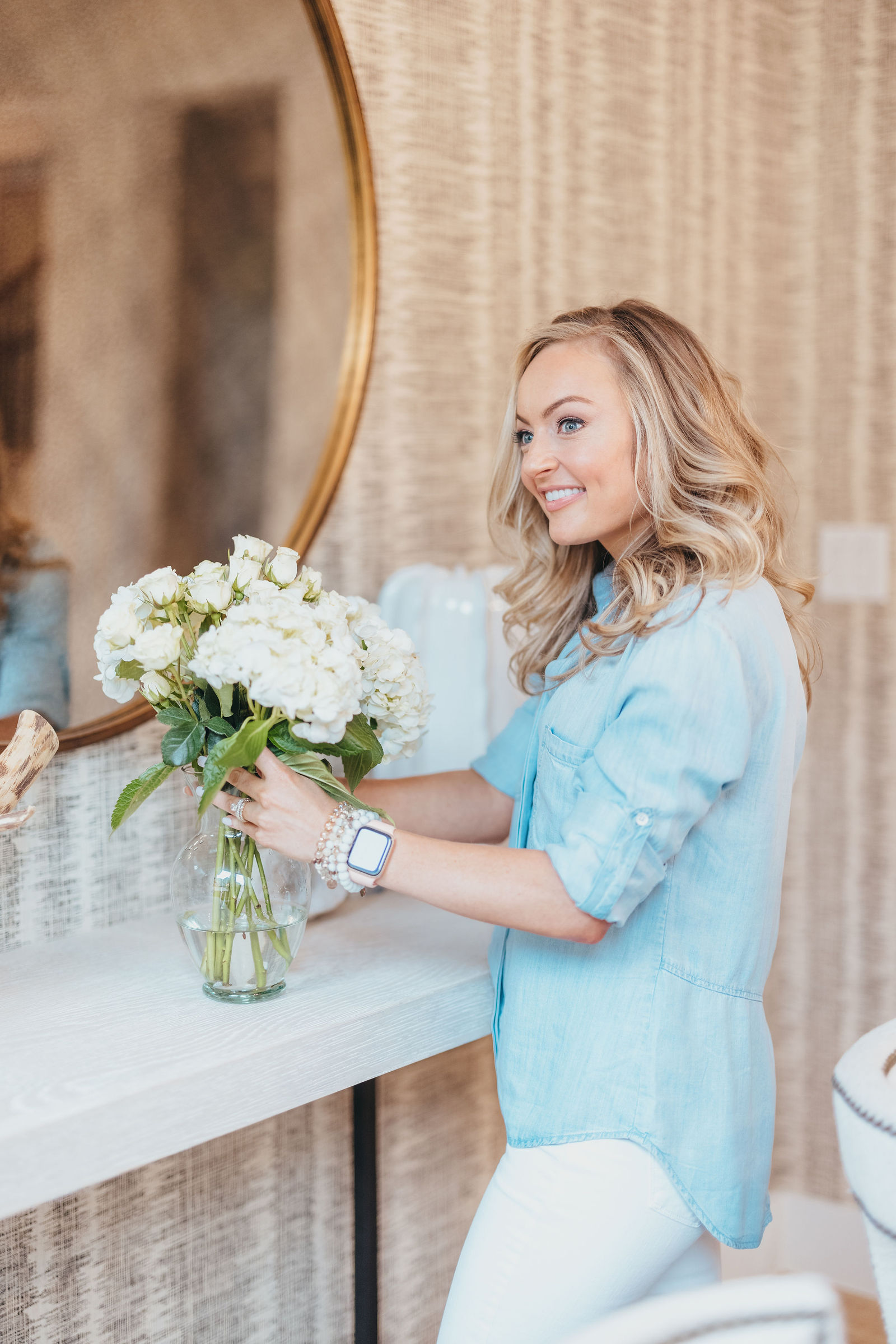 Kaitlin Lovern, founder and lead REALTOR of the Kaitlin Lovern Real Estate Team, preparing a Frisco, TX home for market